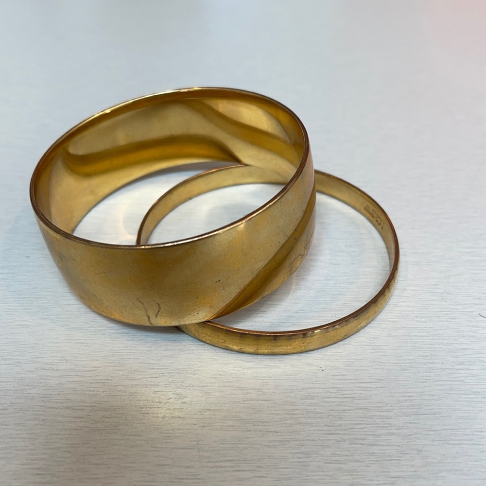 Two Gold tone J Crew bangle bracelets
